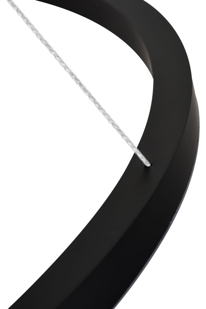 39" Tania LED Circular Chandelier, Adjustable Suspension Fixture, Black