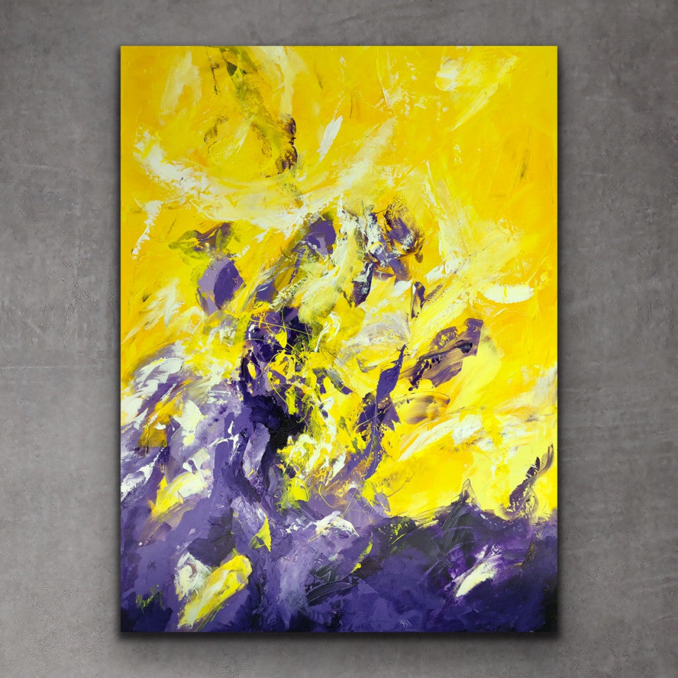 48"x36" Artwork "Ripened" Original yellow purple Modern abstract Painting