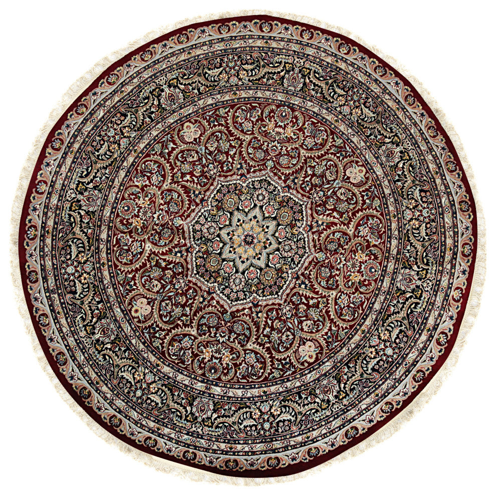 Red Traditional Medallion Finely Woven Indo Tabriz Area Rug