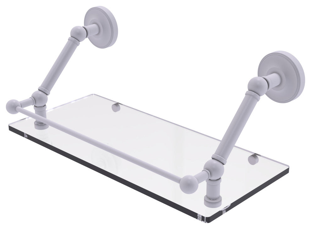 Prestige Regal 18" Floating Glass Shelf with Gallery Rail, Matte White