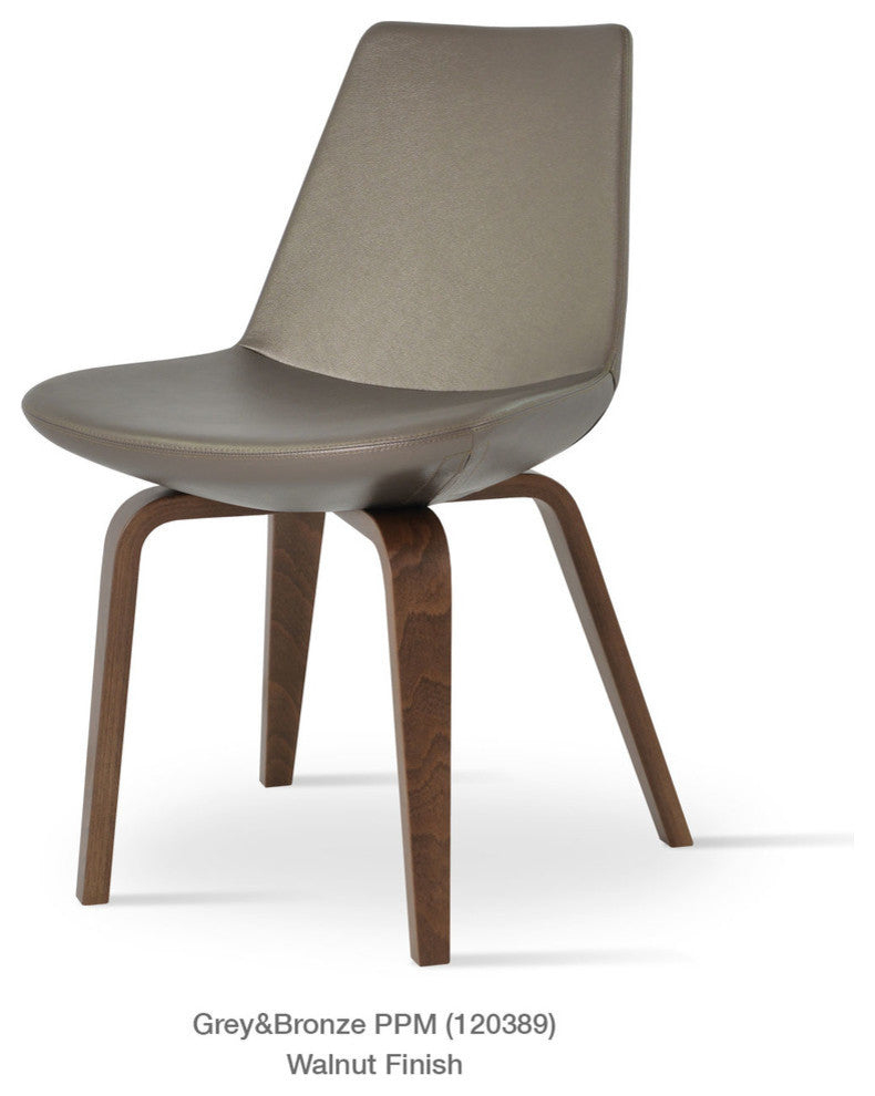 Eiffel Plywood Dining Chair, American Walnut Base, Orange Leatherette