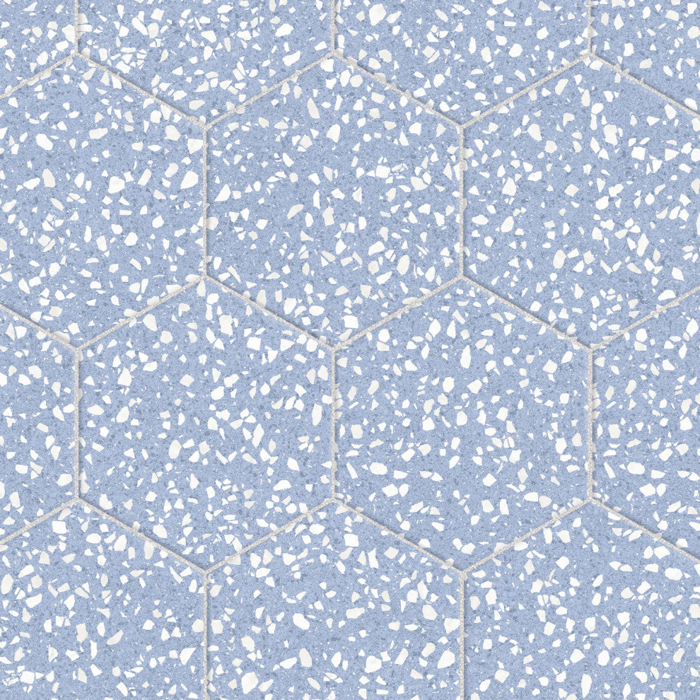 Venice Hex Sky Porcelain Floor and Wall Tile, Blue
