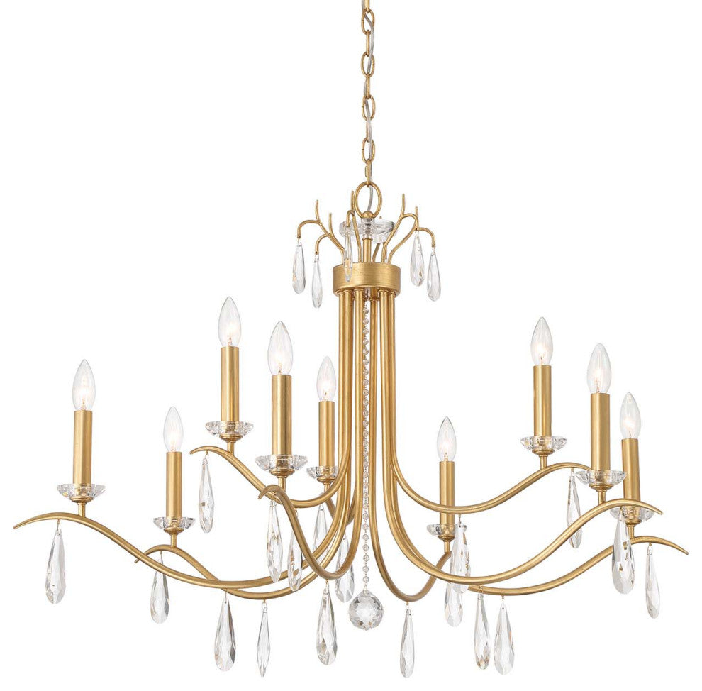 Crystorama Lighting Group ROL-18819 Rollins 9 Light 40"W Crystal - Antique Gold