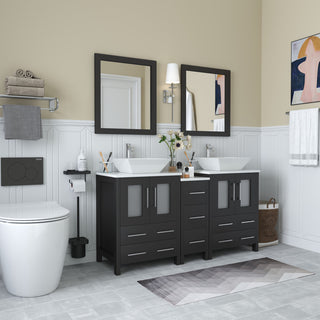 Vanity Art Bathroom Vanity Set With Sink, Espresso, 60", Standard Mirror