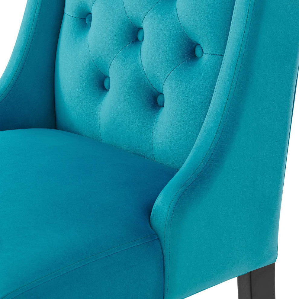 Side Dining Chair, Set of 2, Blue, Velvet, Modern, Cafe Bistro Hospitality