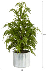 20" Cedar Pine Natural Look Artificial Tree, Decorative Planter