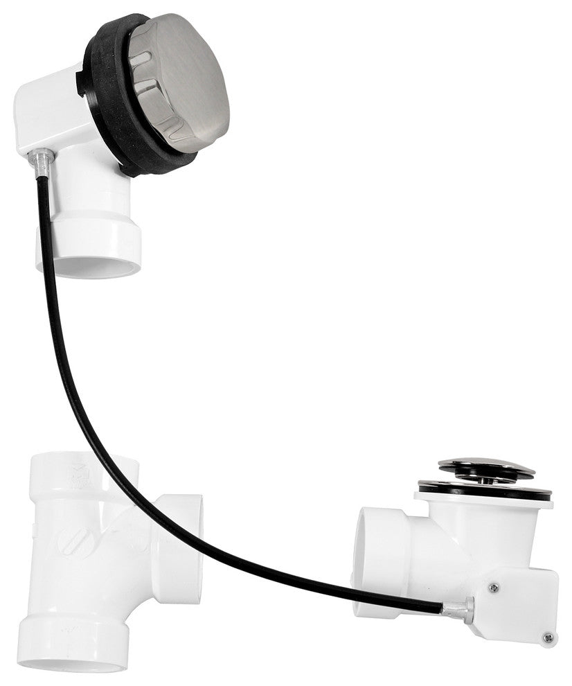 Sch. 40 PVC 27" Cable Drive Bath Waste In Oil Rubbed Bronze, Satin Nickel