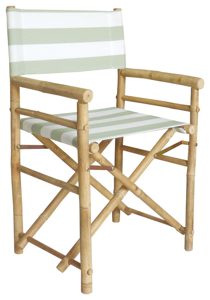 Bamboo Director's Chair, Set of 2, Celadon Stripes