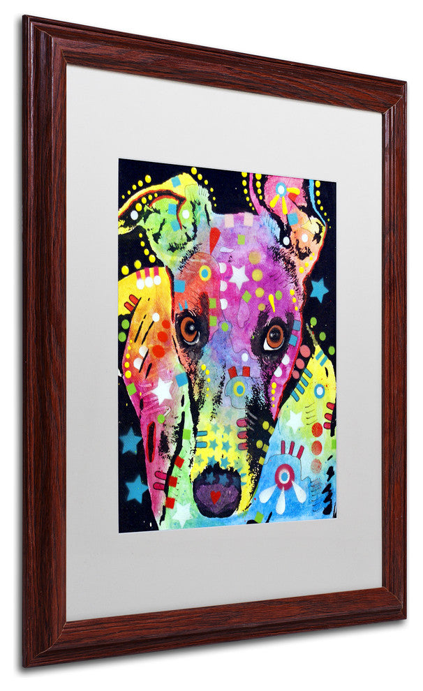 Dean Russo 'Whippet' Art, Wood Frame, White Matte, 20"x16"