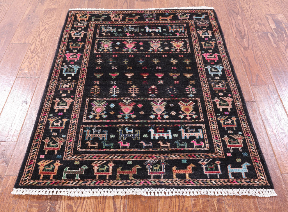 3' 5" X 4' 6" Tribal Persian Gabbeh Handmade Rug Q10102