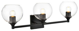 3 Light Black And Clear Bath Sconce