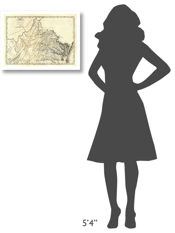 "State of Virginia, 1795" Digital Paper Print by Mathew Carey, 24"x18"