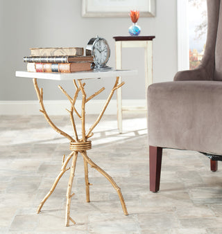 Safavieh Alexa Accent Table, White, Gold Legs