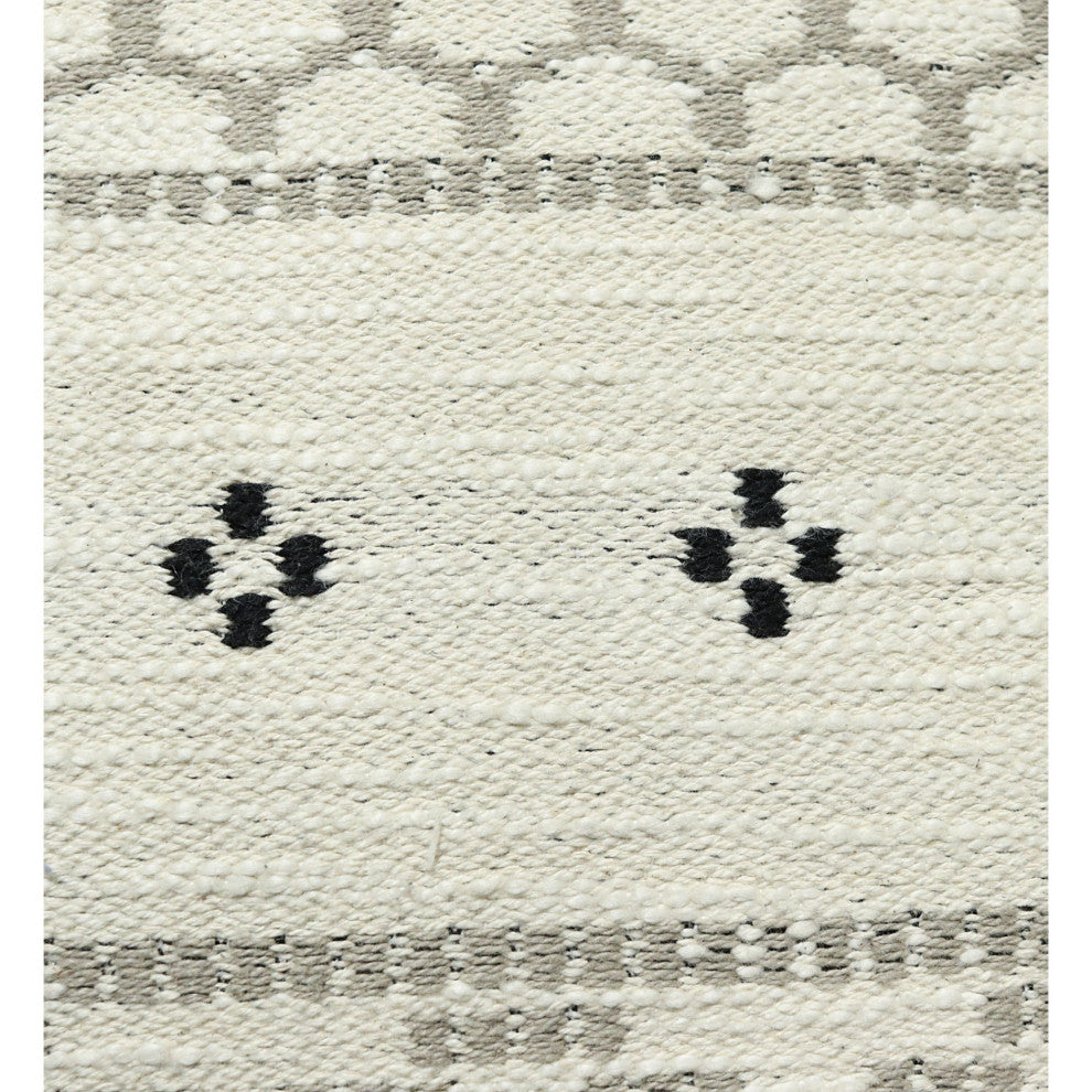Off-White Machine Woven with Tassels Conti Throw Pillow, 20" x 20"