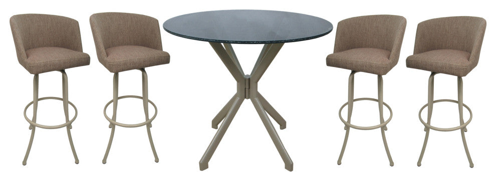 Swivel Counter Metal Pub Set - Joey Stools 26" or 30", Basin Beige - Beige, 30", Crackle