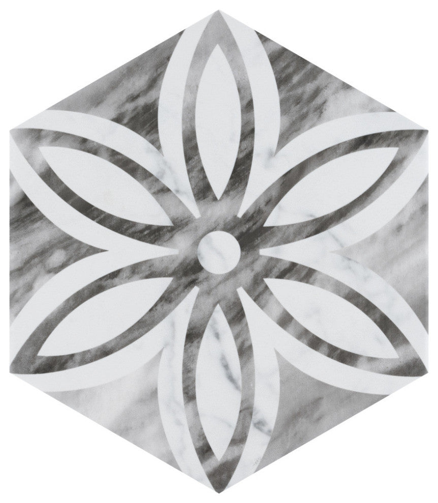 Classico Bardiglio Hexagon Lily Porcelain Floor and Wall Tile