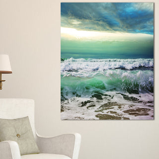 "Green Foaming Waves and Blue Sky" Seashore Canvas Print, 30"x40"