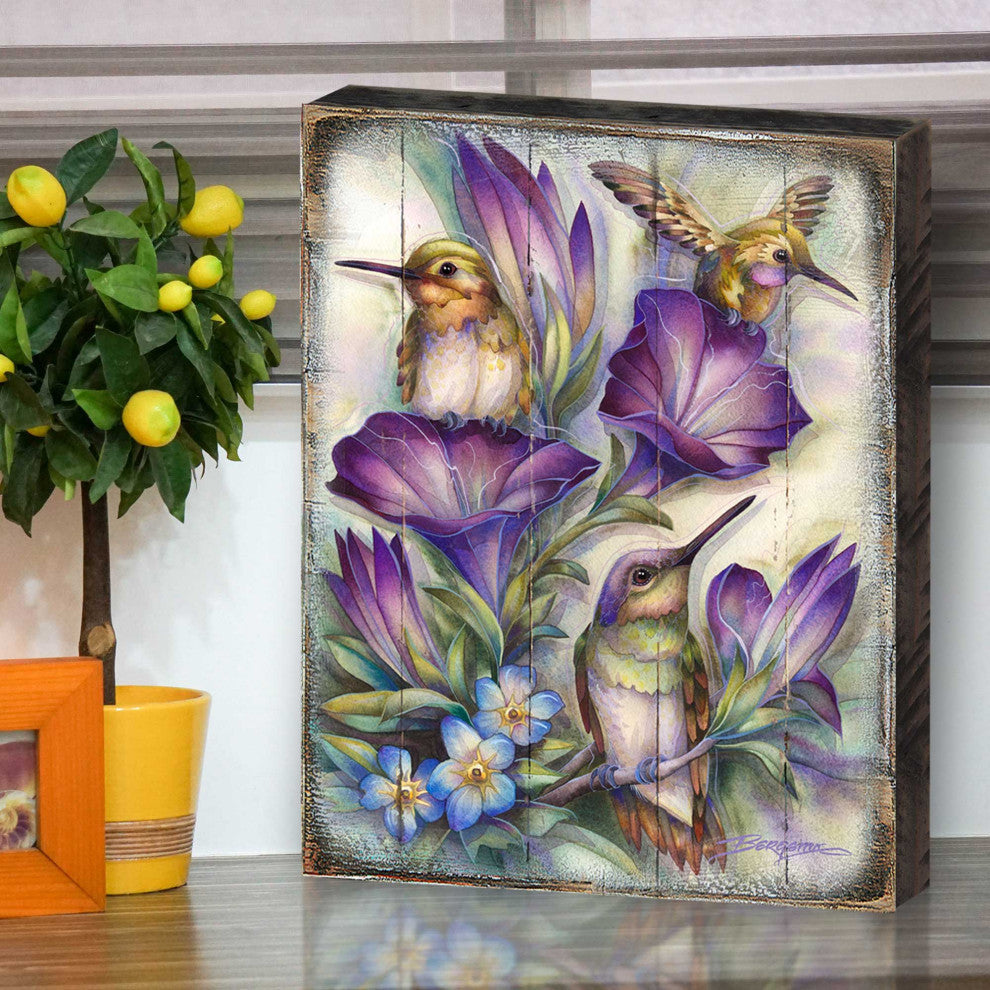 Everlasting Friendship Hummingbirds Wooden Wall Art, Oversized 48x36