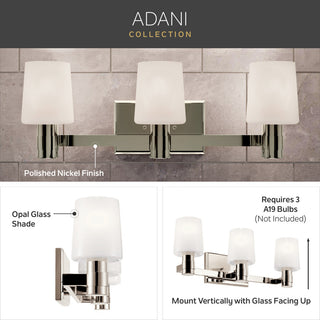 Adani 14.5" 2 Light Vanity With Opal Glass, Brushed Nickel