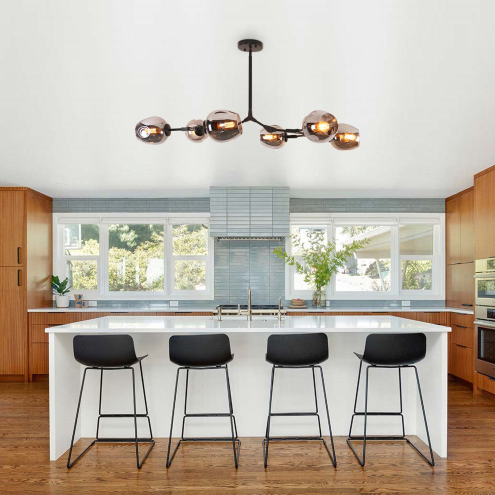 Oaks Aura Modern 6-Light Adjustable Sputnik Chandelier, Smoky Gray