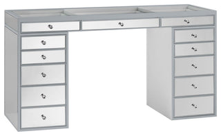 SlayStation Pro Premium Mirrored Vanity Table, Silver