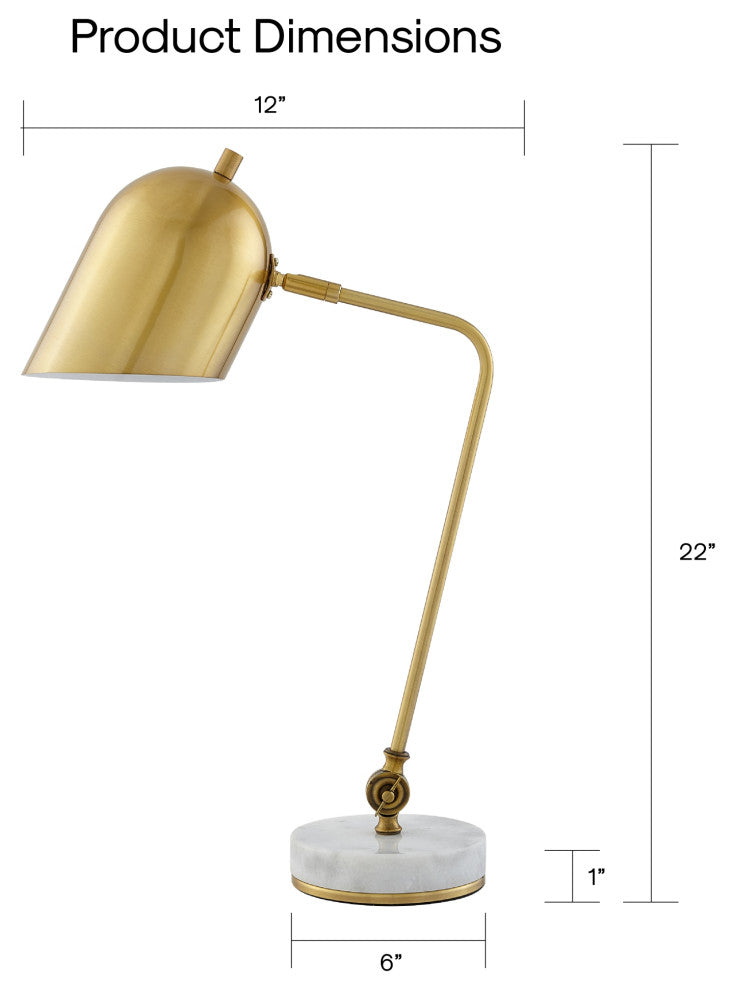 Inspired Home Brilynn Table Lamp, Marble Stone Base, Brass