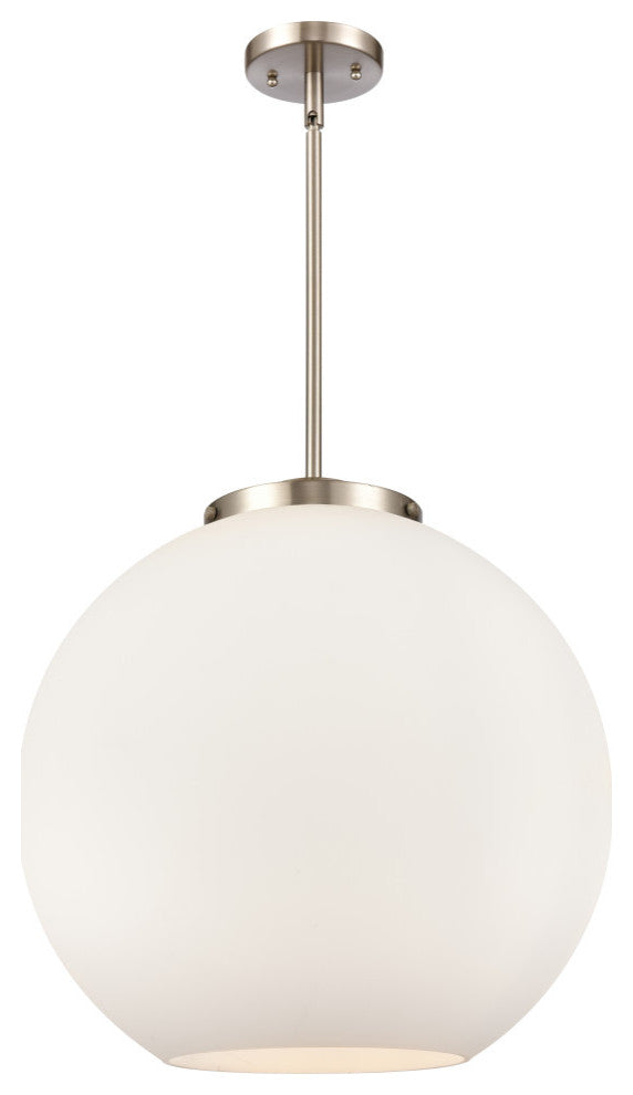 Athens Pendant, Brushed Satin Nickel, Matte White, Matte White