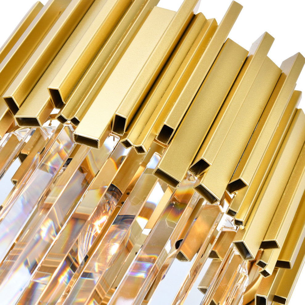 Deco 7 Light Down Chandelier With Medallion Gold Finish