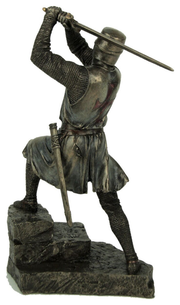 Knights Templar On Stairs Statue Art Sculpture-Medieval Artwork Knight