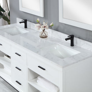 Kesia White Bathroom Vanity Set, 72", With Mirror