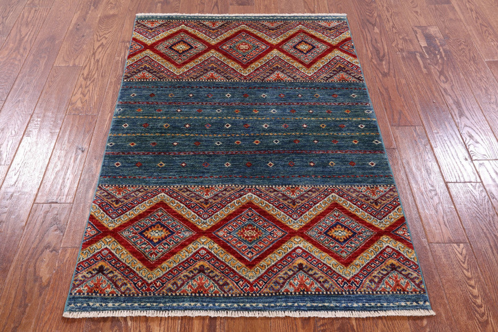 3' 5" X 5' 0" Khorjin Super Kazak Hand-Knotted Wool Rug Q11069