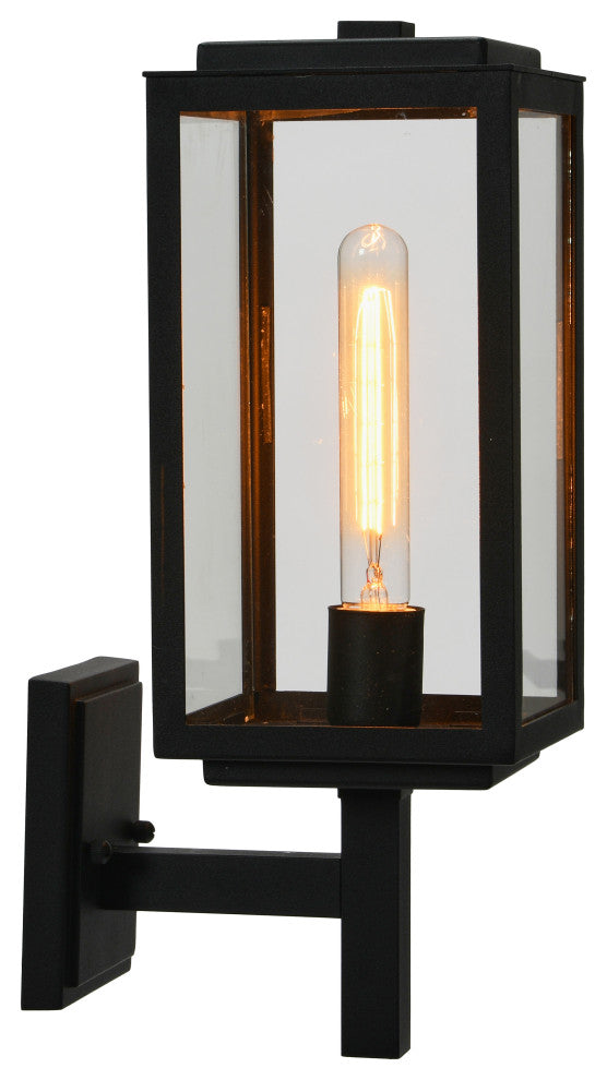 Robert Stevenson Lighting Addison Metal and Glass Outdoor Light, Textured Black