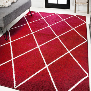Cole Minimalist Diamond Trellis Red/White 5'x8' Area Rug