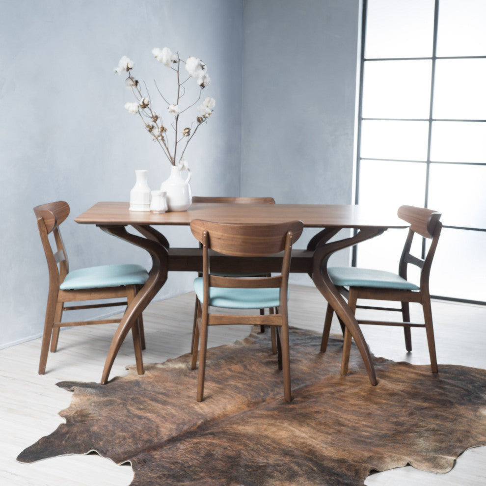 GDF Studio Mid-Century Modern 5 Piece Dining Set, Mint