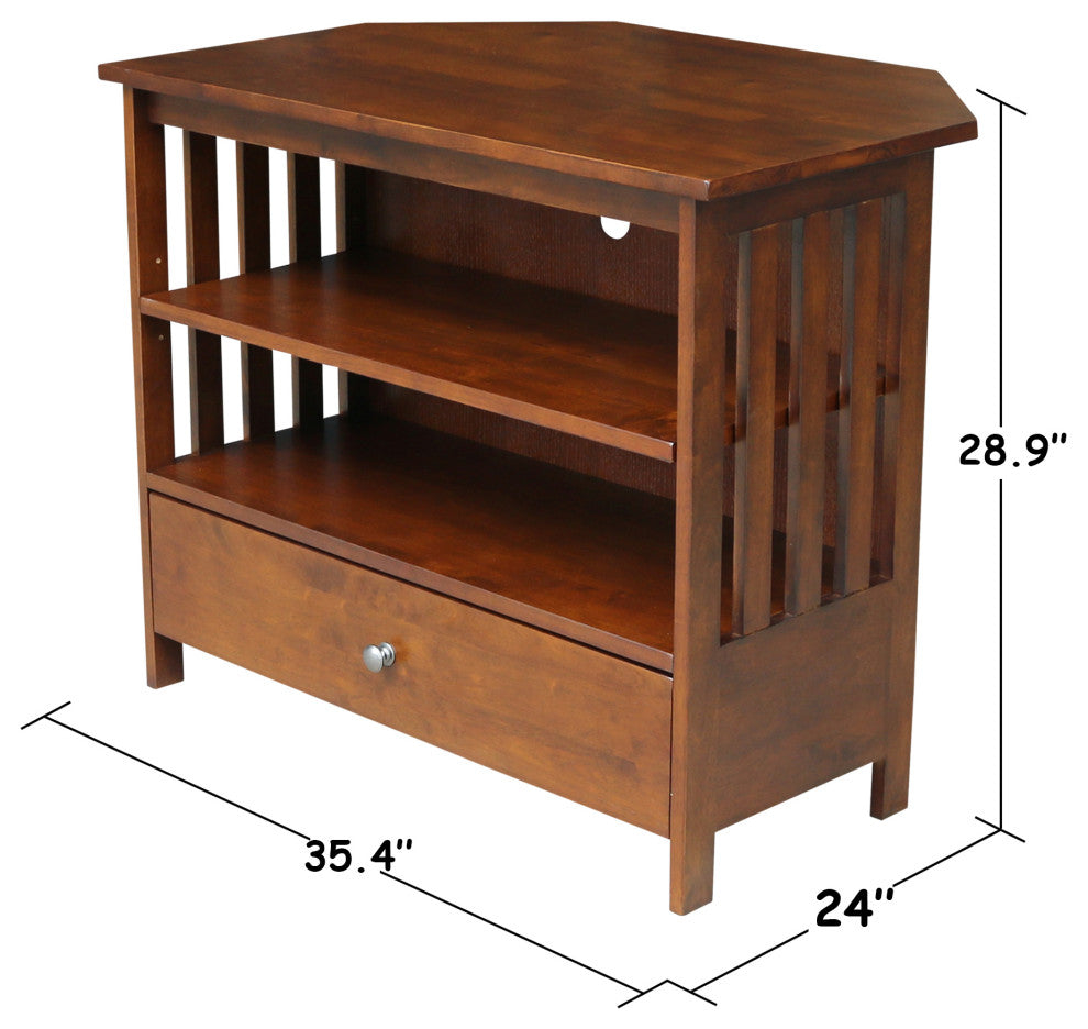 Mission Corner Entertainment / TV Stand, Espresso