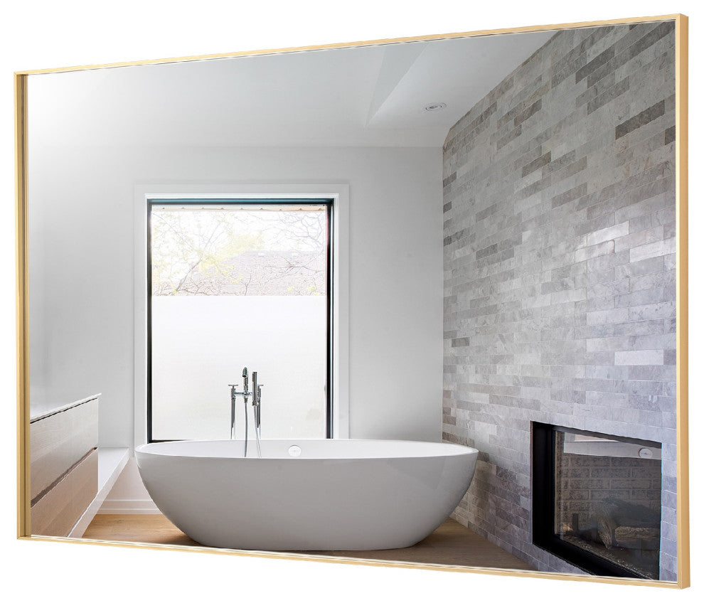 Rectangle Framed Bathroom Vanity Mirror Accent Wall Mirror, Gold, 30"x48