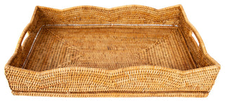 Artifacts Rattan™ Scallop Collection Rectangular Tray, Honey Brown