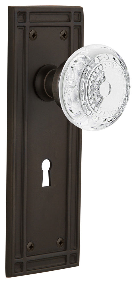 Mission Plate Double Dummy, Keyhole Crystal Meadows Knob, Oil-Rubbed Bronze