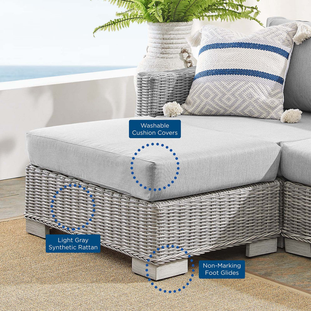 Lounge Sectional Sofa Set, Rattan, Wicker, Gray, Modern, Outdoor Patio Cafe