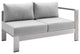 Shore Sunbrella Fabric Aluminum Outdoor Patio Right-Arm Loveseat Silver Gray