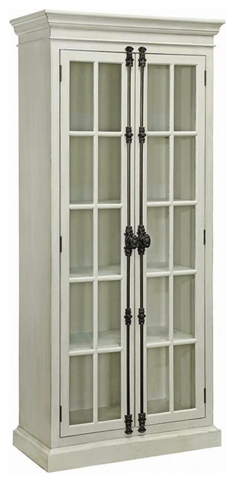 Pemberly Row 2 Door Traditional Curio Cabinet in Antique White