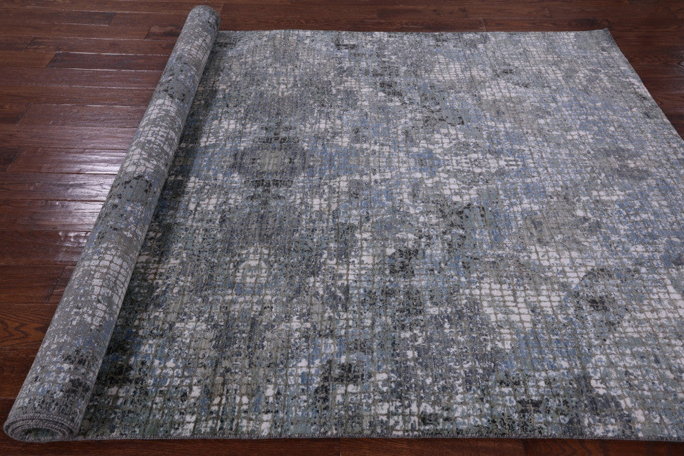 Abstract Wool and Silk Handmade Rug 6' 0" X 9' 2" Q8893