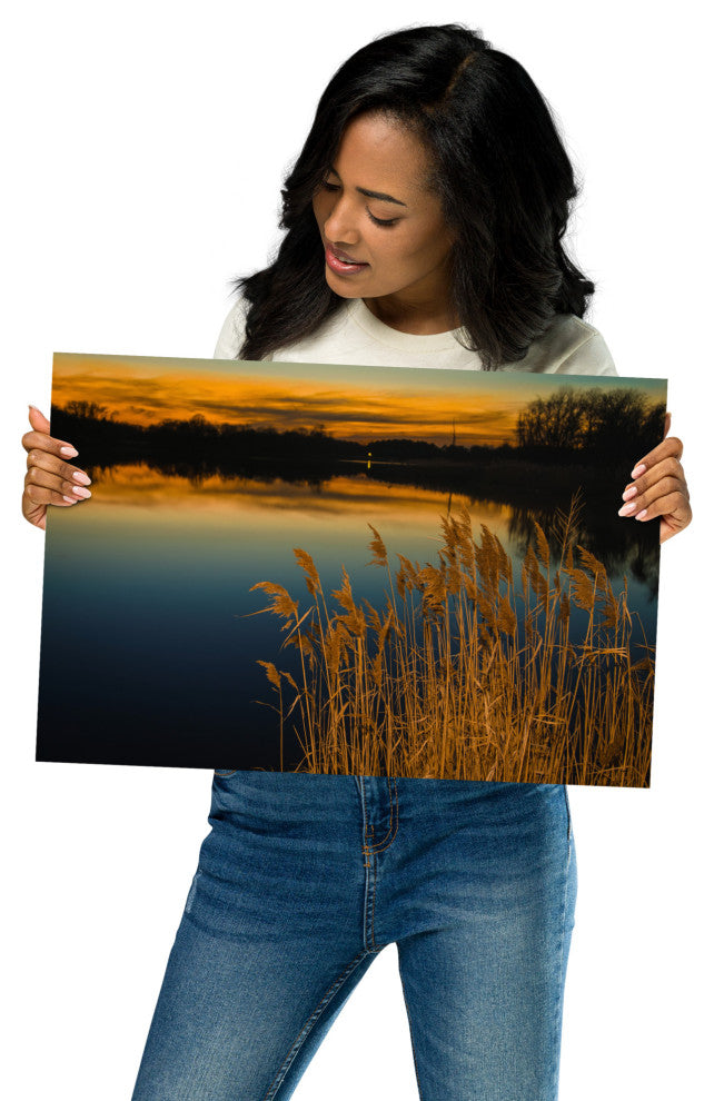 Farmhouse Art Decor: Sunset Reedy Point Landscape Photo Unframed Print, 12" X 18"