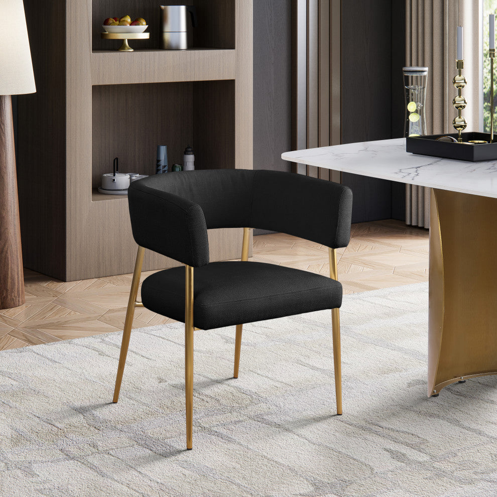 Creston Durable Linen Textured Fabric Upholstered Dining Chair, Black