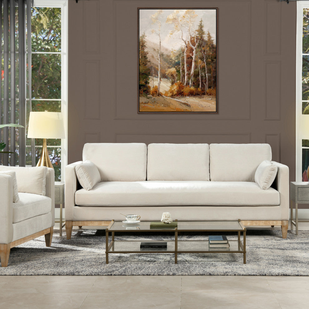 Knox 84" Modern Farmhouse Sofa, French Beige Performance Velvet