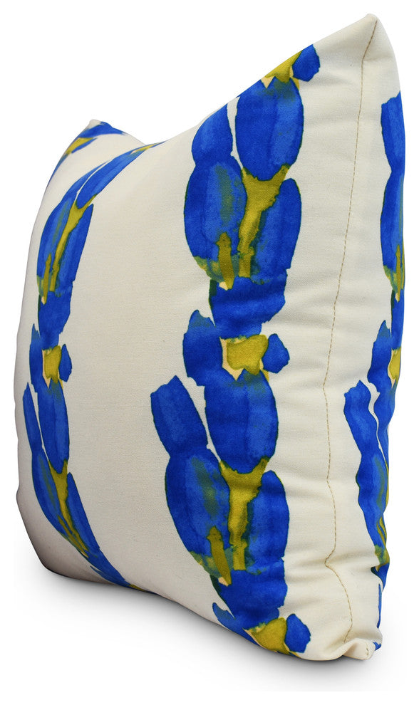 Sunset Tulip Stripe Decorative Floral Throw Pillow, Blue, 20"