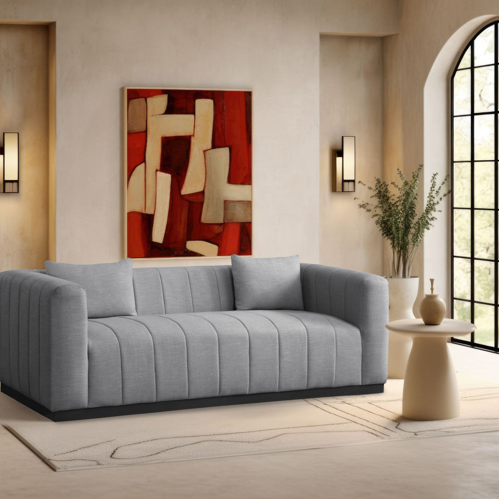 Lucia Beige Linen Textured Fabric Chair, Grey, Sofa