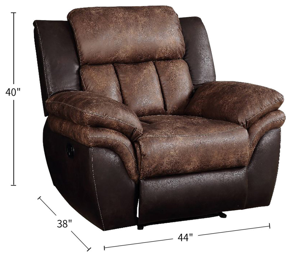 Microfiber Upholstered Recliner, Toffee and Espresso Finish