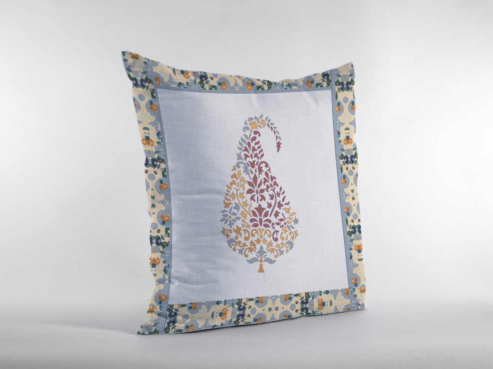 16 Red White Paisley Suede Decorative Throw Pillow