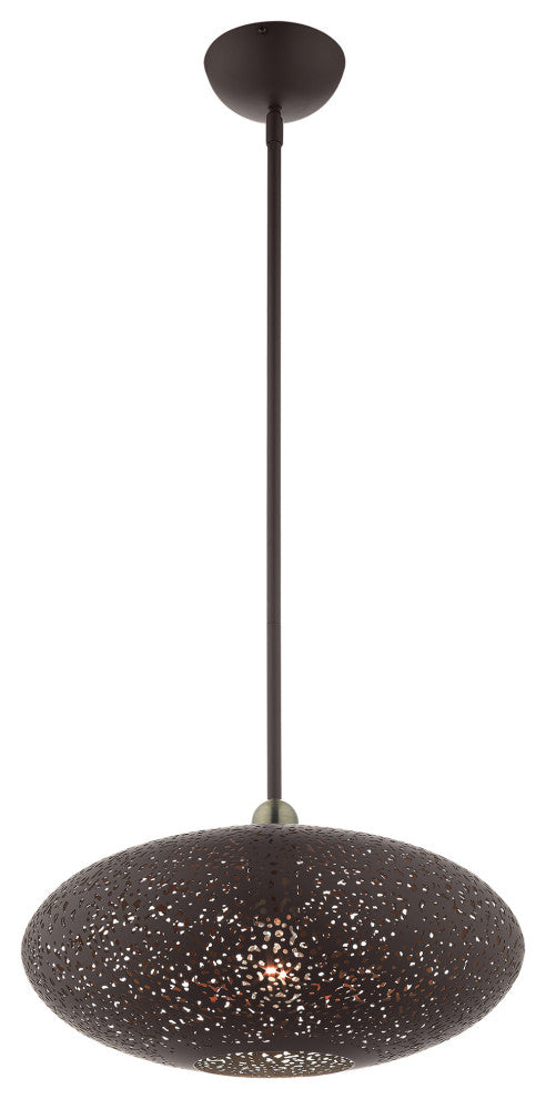 Livex Lighting Charlton 1 Light Bronze With Antique Brass Accents Medium Pendant